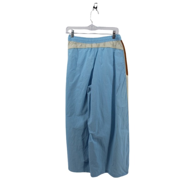 NEW BDG Adrienne Wide Leg Track Pants M Nylon Color Block Blue Tan White - Picture 5 of 11